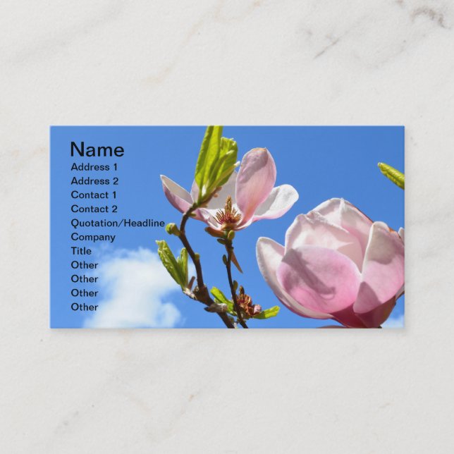 Fleur dans le carte de visite de ciel (Devant)
