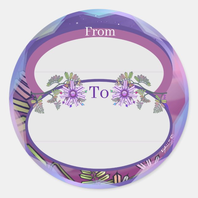 Fleur dans le Desert classique autocollant rond cl (Devant)