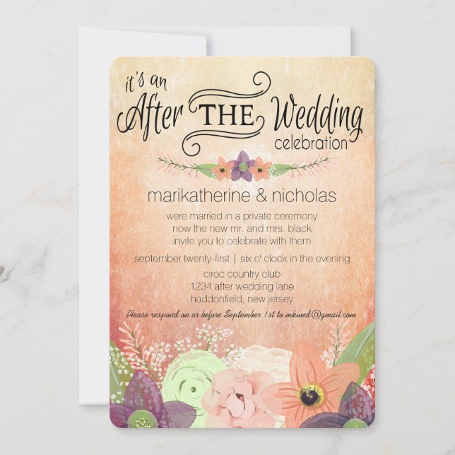 Fleur d'aquarelle après les invitations Mariages I (Devant)