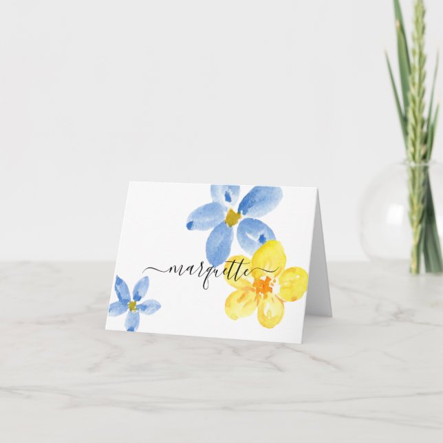 Fleur d'aquarelle bleu bleu moderne (Devant)
