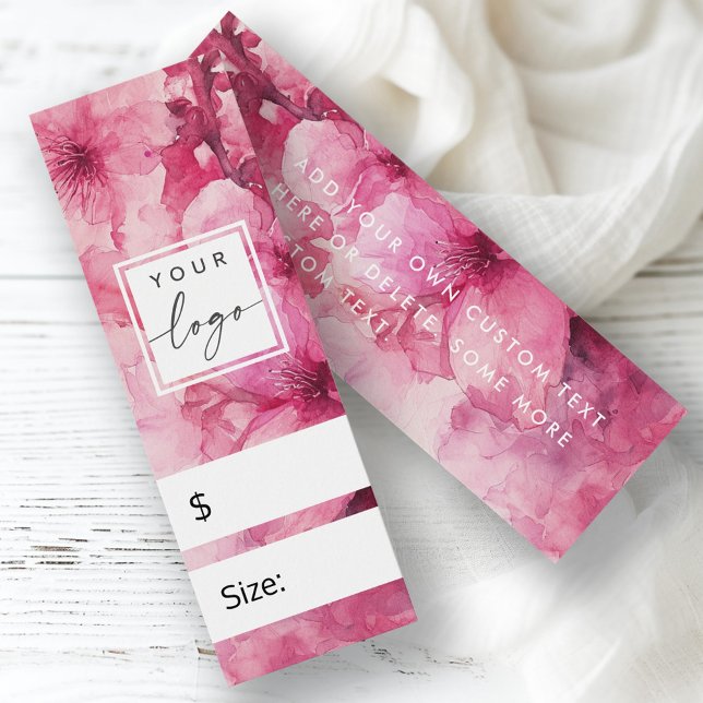 Fleur d'aquarelle rose fleurie do-it-yourself prix (Pink floral watercolor flower DIY price hang tag)