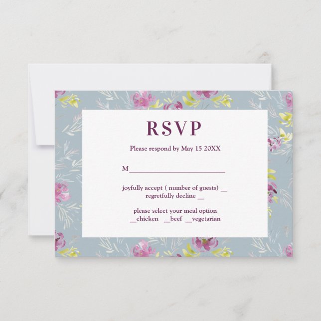 Fleur d'aquarelle violette moderne RSVP Sage Card (Devant)