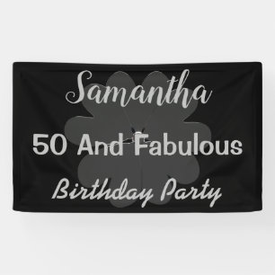 Fleur d'argent 3D métallique Cinquante et bannière