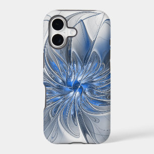 Fleur d'art fractal à l'aquarelle bleue grise abst