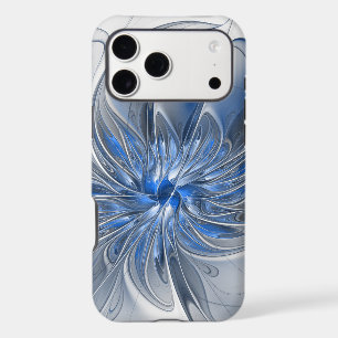 Fleur d'art fractal à l'aquarelle bleue grise abst