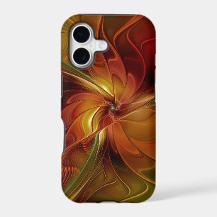 Fleur d'art fractal abstraite rouge orange marron