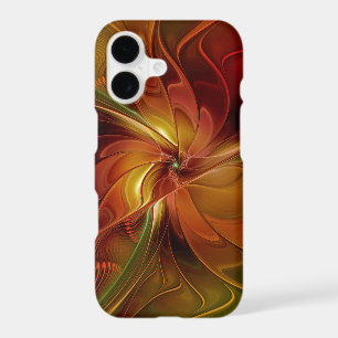 Fleur d'art fractal abstraite rouge orange marron