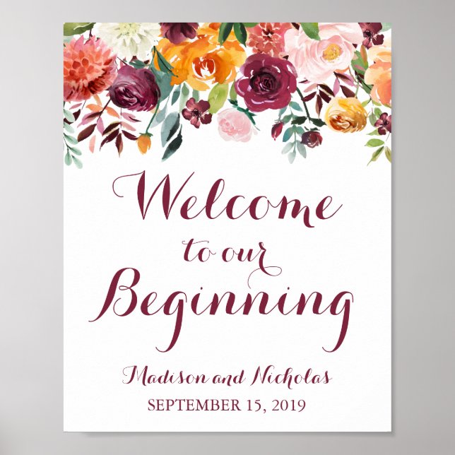 Fleur d'automne Bienvenue à notre affiche de début (Devant)