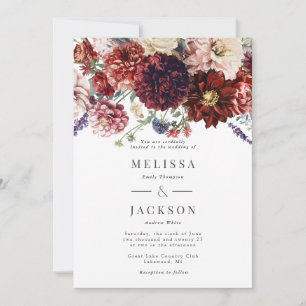 Fleur d'automne Dahlia Faire-part de mariage chaud