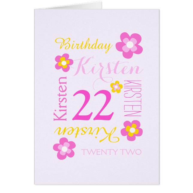 Fleur de 22e anniversaire personnalisé graphique j (Devant)
