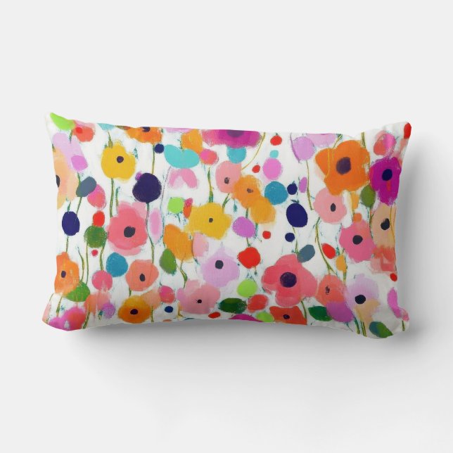 Fleur de bijoux colorés fleurit Coussin (Verso)
