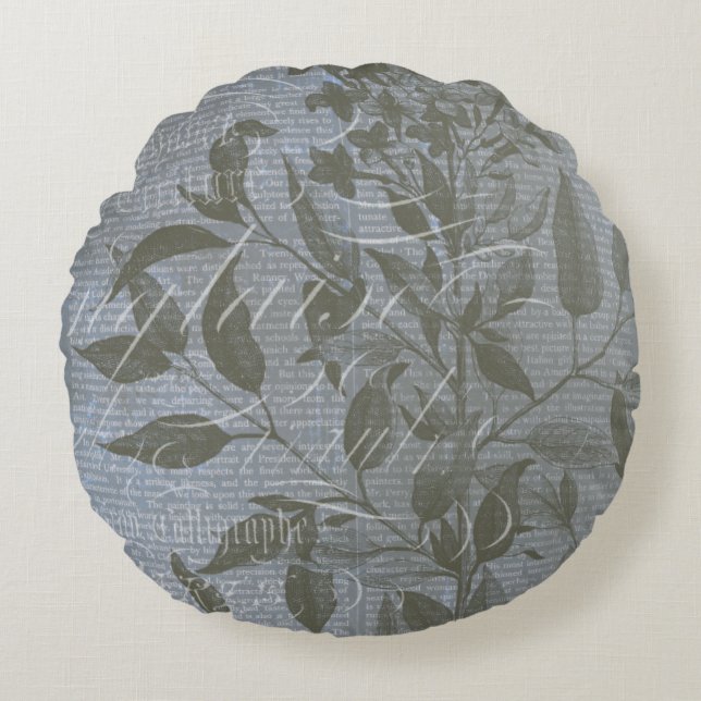 Fleur de Bleu I Round Pillow (Front)