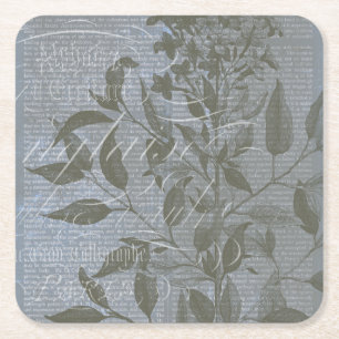 Fleur de Bleu I Square Paper Coaster
