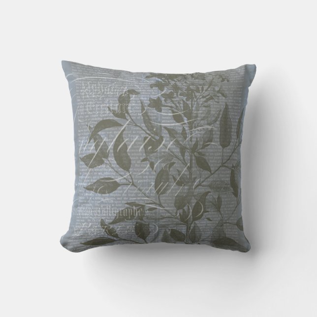 Fleur de Bleu I Throw Pillow (Front)