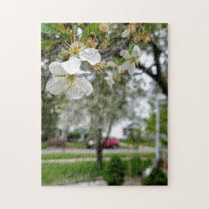 Fleur de bois de chien blanc créatif photo puzzle 