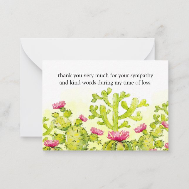 Fleur de cactus après funérailles Merci Cartes (Devant)