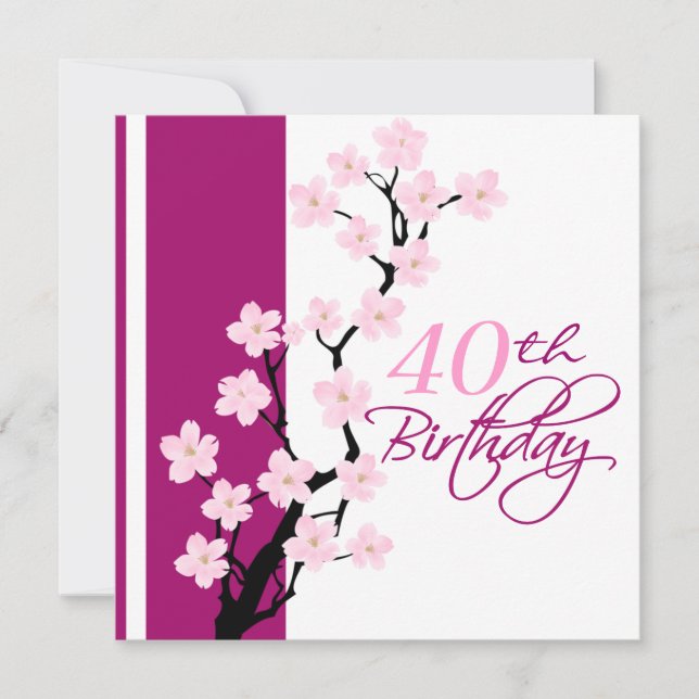 Fleur de cerise | Invitation de fête d'anniversair (Devant)
