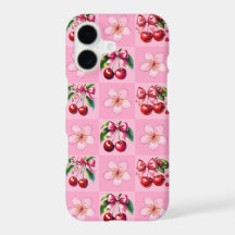 Fleur de cerisier à carreaux rose
