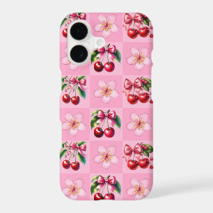 Fleur de cerisier à carreaux rose