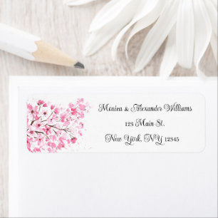 Fleur de cerisier aquarelle rose adresse de retour