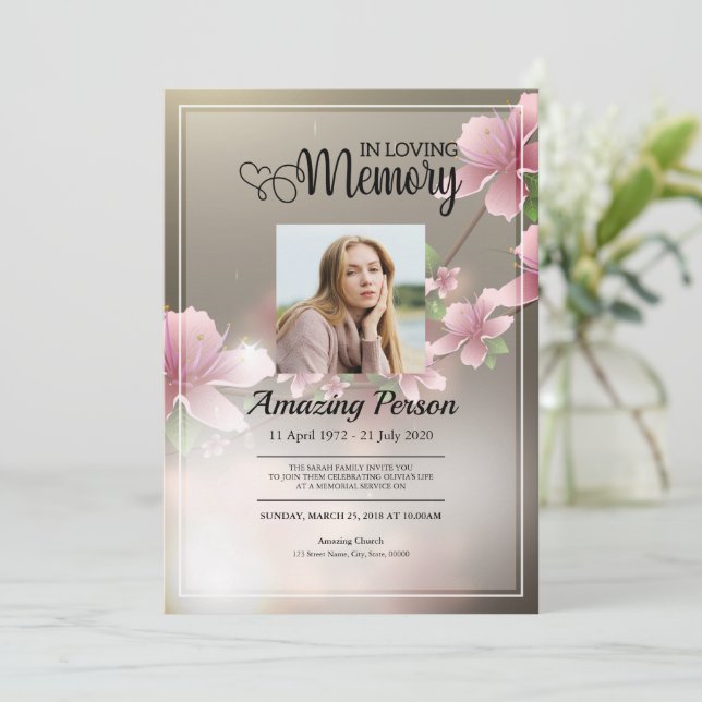 Fleur de cerisier Ordre funéraire Invitation (Debout devant)