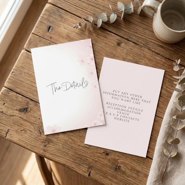 Fleur de cerisier rose Détails Carte de boîtier (Pink Cherry Blossom The Details Enclosure Card.)