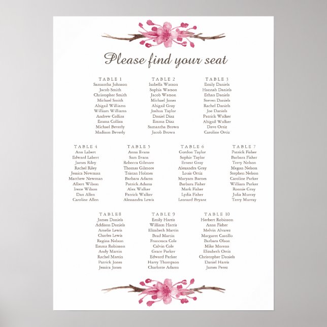 Fleur de cerisier rose. Poster de la carte de sièg (Devant)
