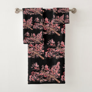 Fleur de cerisier Sakura Rose Floral Japonais Noir