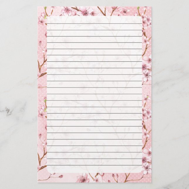 Fleur de cerisier, Taille de la papeterie : 5,5 po (Devant)