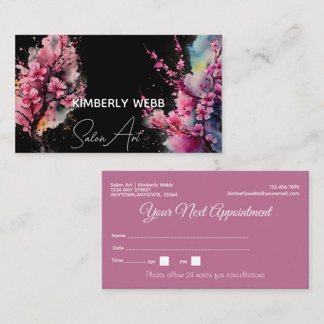Fleur de cerisiers | Carte de rendez-vous (Devant / Derrière)