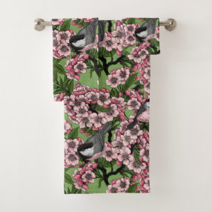 Fleur de cerisiers et poulets verts