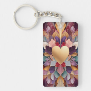 Fleur de cœur doré Élégant Symétrique Multicolore