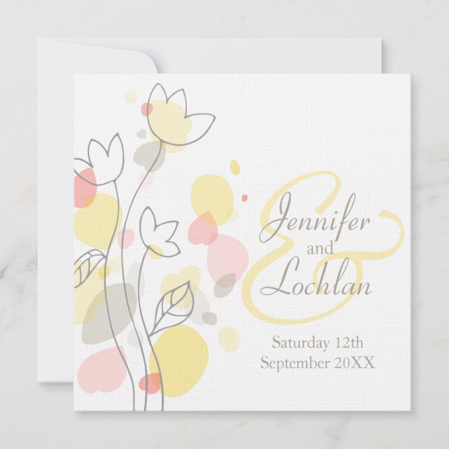 Fleur de confetti moderne pétale carré invitation  (Devant)