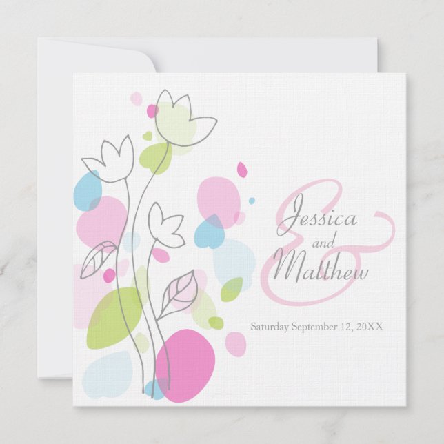 Fleur de confetti moderne pétale carré invitation  (Devant)