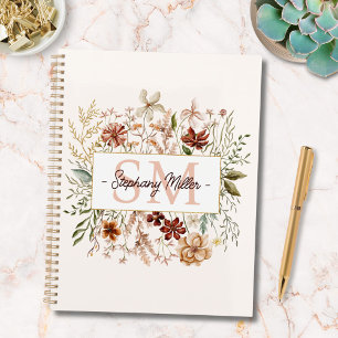 Fleur de Floral Élégant Monogramme Aquarelle Autom