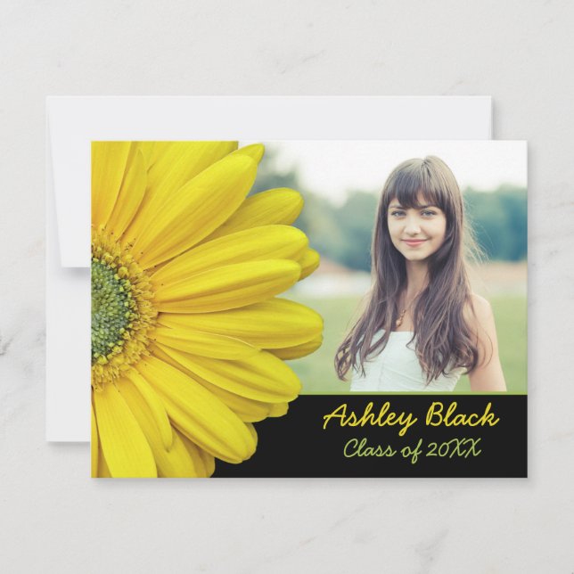 Fleur de Gerbera Jaune - Invitation de graduation (Devant)