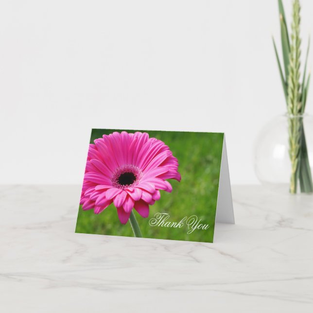Fleur de gerbera rose Merci Carte de vœux (Devant)