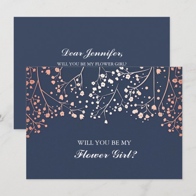 Fleur de Gypsophile Bébé Rose Invitation Demoisell (Devant / Derrière)