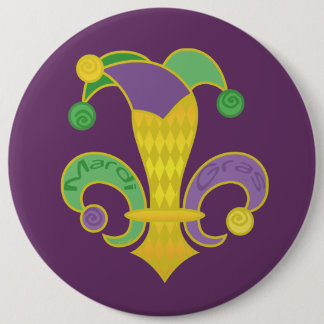 Fleur de Jester 6 Inch Round Button