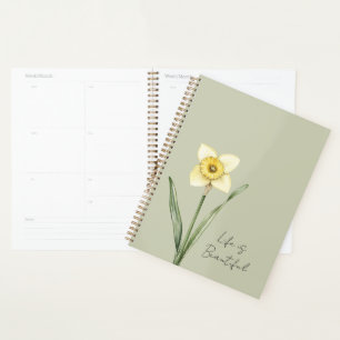 Fleur de jonquille verte blanche jaune