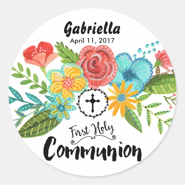 Fleur de la première sainte communion | Sticker ro (Devant)