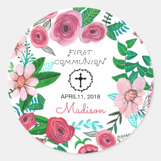 Fleur de la première sainte communion | Sticker ro (Devant)