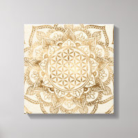 Fleur de la vie à Lotus - dorures pastel et toile