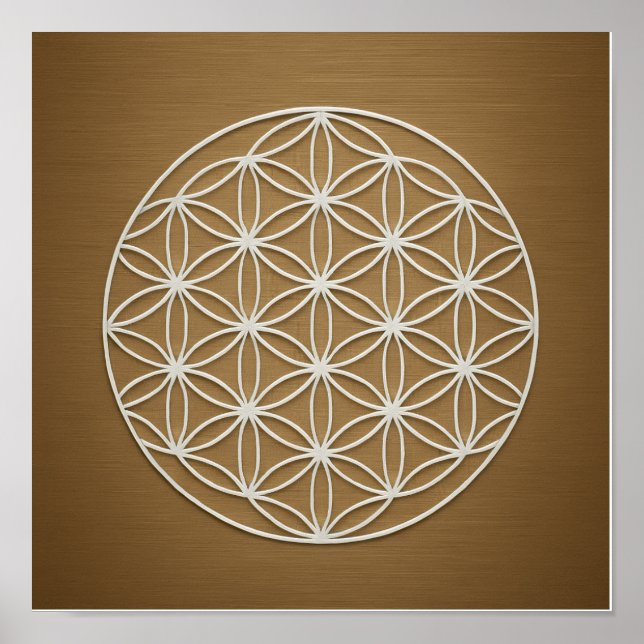 Fleur de la vie Bronze blanc Poster (Devant)