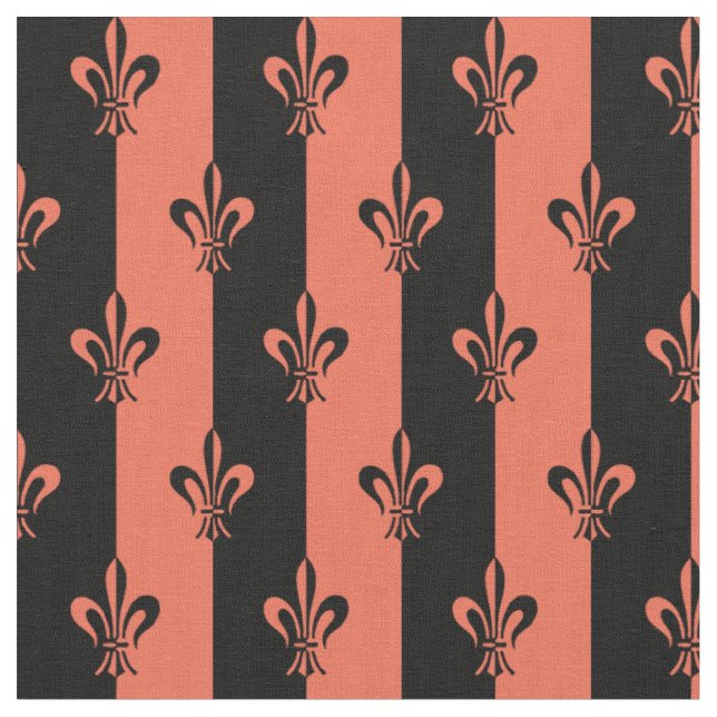 Fleur De Lic Stripes in Black and Red Fabric (Close Up)