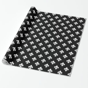 Fleur De Lis 1 Black and White Wrapping Paper