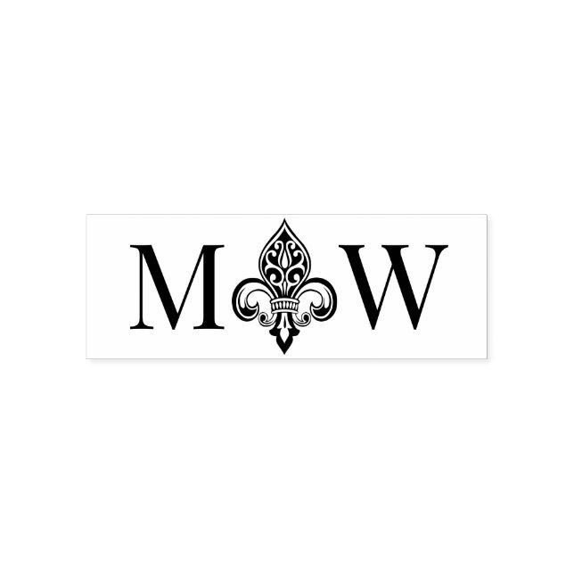 Fleur de Lis #26 Couple Wedding 2 Initial Monogram Self-inking Stamp (Design)
