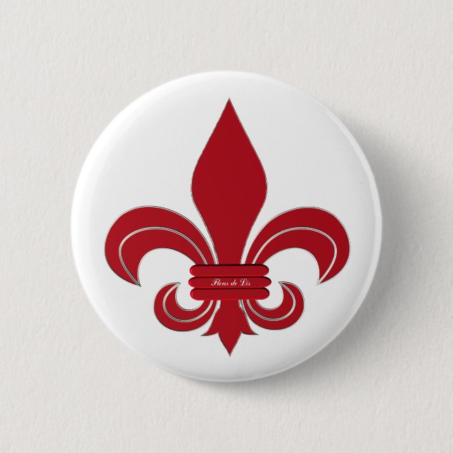 Fleur de Lis 2 Inch Round Button (Front)