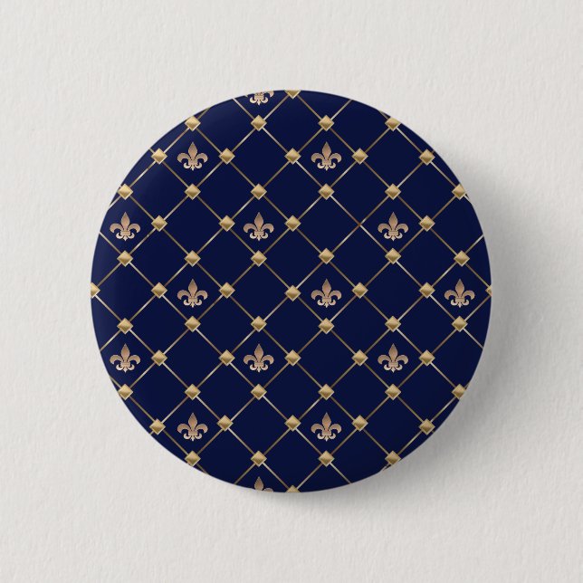 Fleur de Lis 2 Inch Round Button (Front)