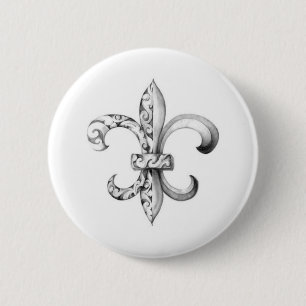 fleur-de-lis 2 inch round button